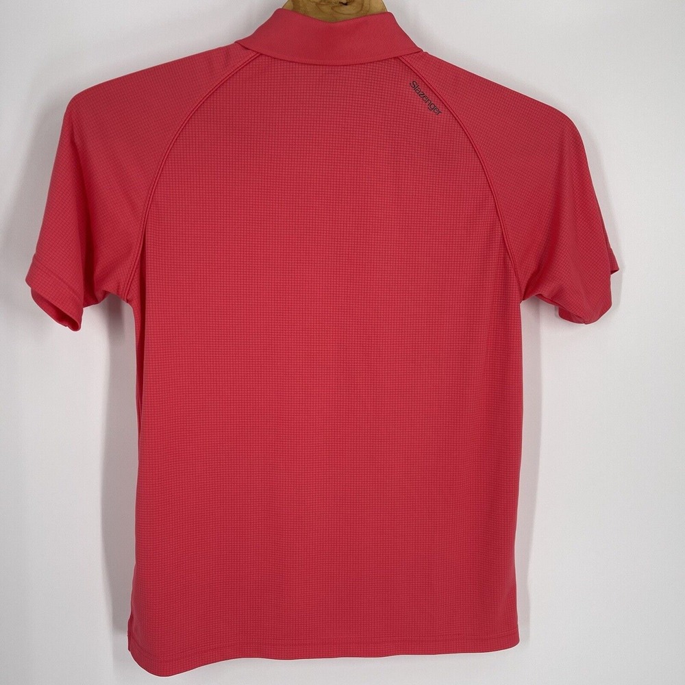 Slazenger Mens Golf Polo Shirt Coral Pink Textured Short Sleeve Raglan L - Picture 3 of 4